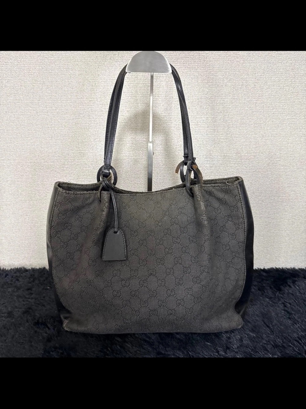 Gucci Black Monogram Tote Bag with Double Straps - Picture 1 of 10